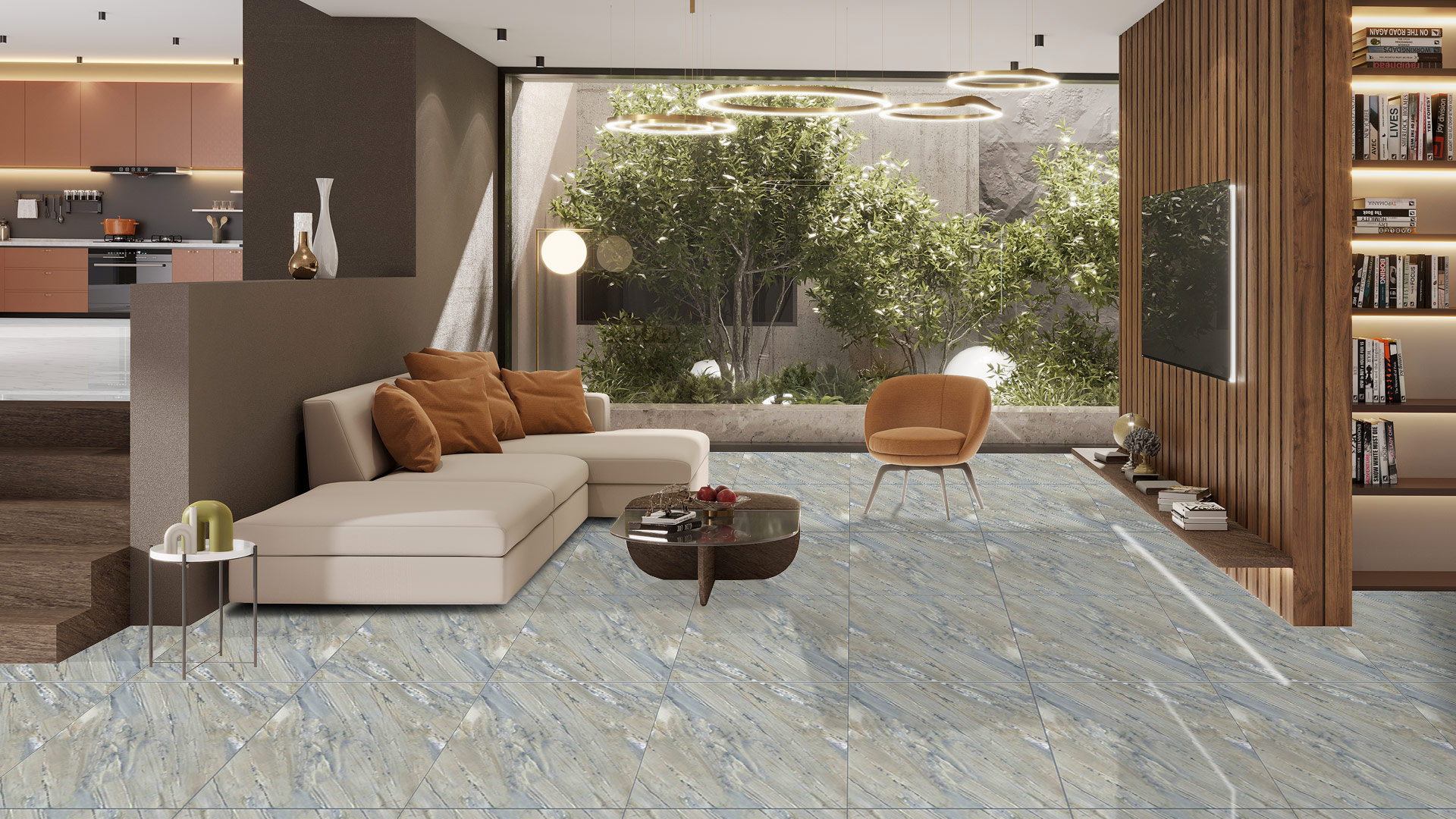 Living Room - Floor Iron Marfil Green